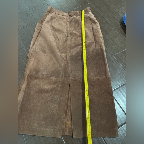 Brown Leather Suede Midi Skirt - Picture 8 of 8